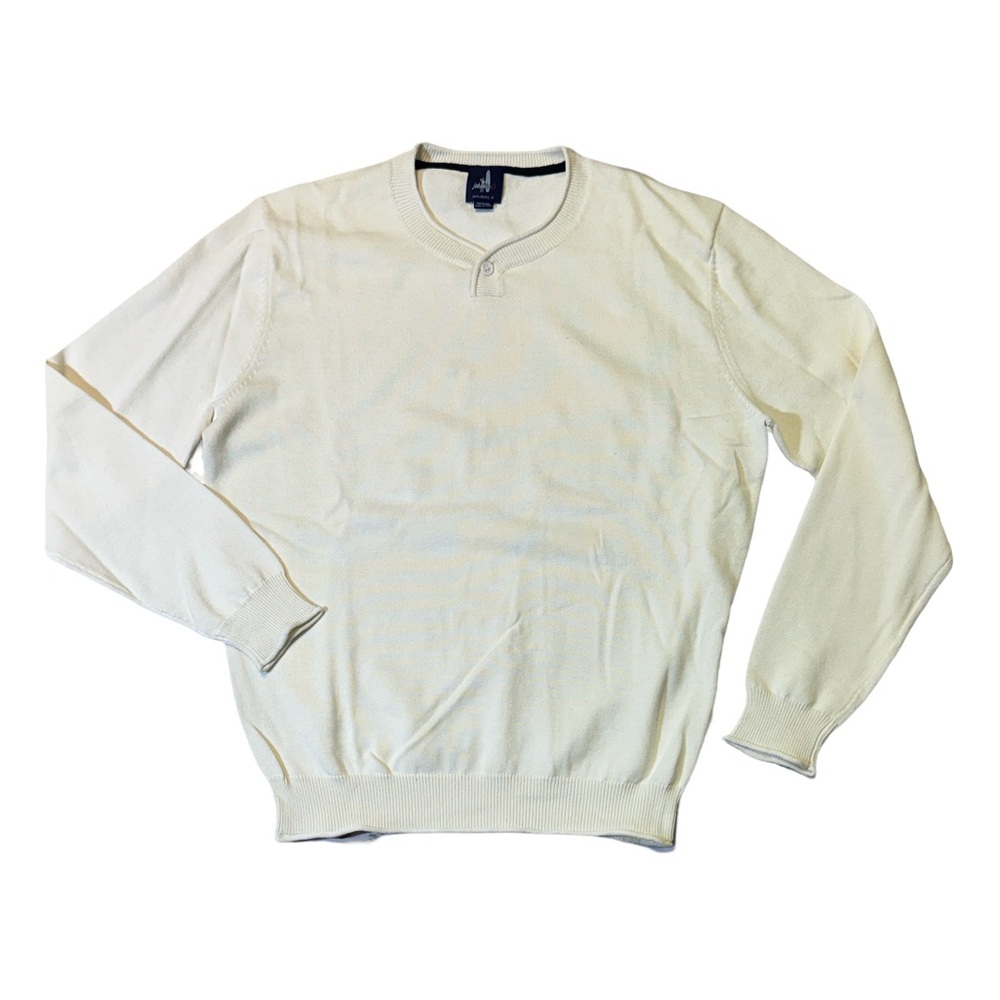NEW Johnnie-O mens M Medium ivory solid pullover cotton sweater NWOT